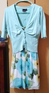 Take Out Cardigan and Floral Formal Dress